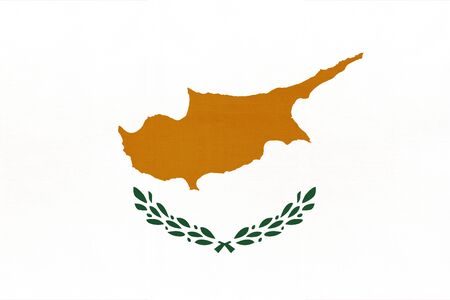 Cyprus national fabric flag, textile background. Symbol of international european world country. Cypriot state official sign.の写真素材