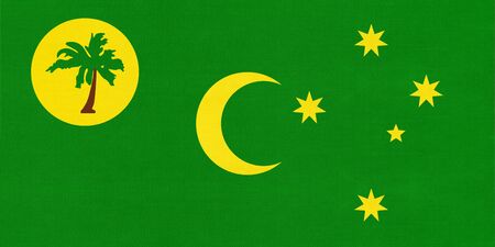 Territory of Cocos Islands national fabric flag textile background. Symbol of international world Asian country. State Keeling official sign.の写真素材