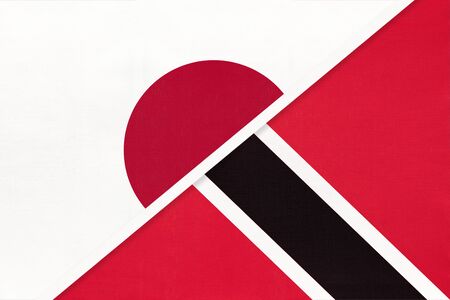 Japan and Trinidad and Tobago, symbol of two national flags from textile. Relationship, partnership...