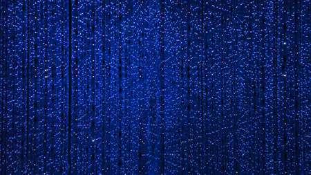 Navy blue and white background of LED flashing, blinking and flickering bulbs. Christmas and holiday...