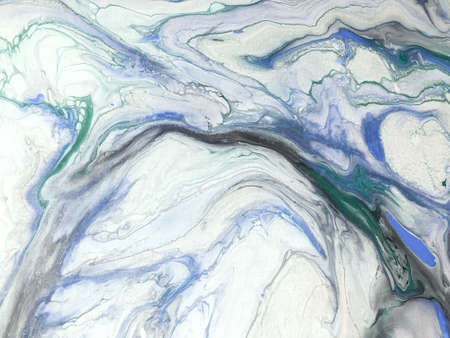 Abstract fluid art background white and blue colors. Watercolor and acrylic painting on canvas with...