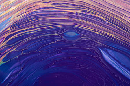 Abstract fluid or liquid art background navy blue and purple colors. Acrylic painting on canvas with...
