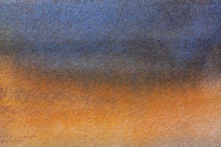 Abstract art background navy blue and orange colors. Watercolor painting on canvas with soft brown gradient. Fragment of artwork on paper with pattern. Texture backdrop.の写真素材