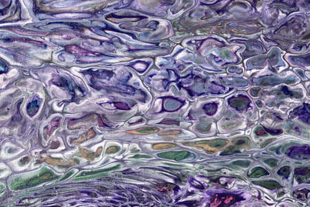 Abstract fluid or liquid art background navy blue and green colors. Acrylic painting on canvas with...