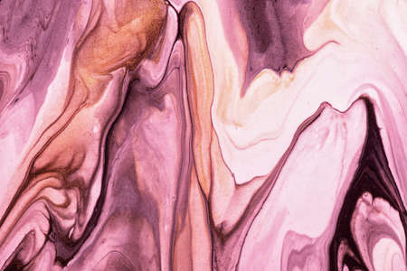 Abstract fluid art background purple and pink colors. Liquid marble. Acrylic painting on canvas with lilac gradient and splash. Alcohol ink backdrop with wine waves pattern.の写真素材