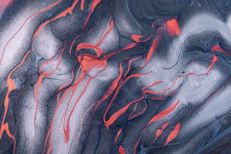 Abstract fluid art background dark gray and silver colors. Liquid marble. Acrylic painting on canvas...