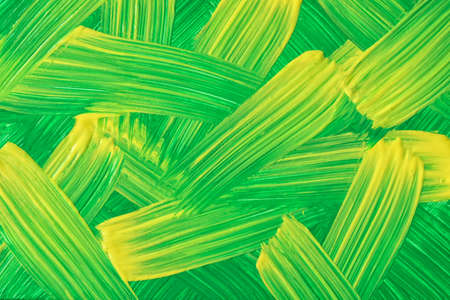 Abstract art background dark green and yellow colors. Watercolor painting on canvas with strokes and...