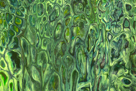 Abstract fluid or liquid art background dark green and olive colors. Acrylic painting on canvas with khaki gradient and splash. Watercolor backdrop with cells and waves pattern.の写真素材