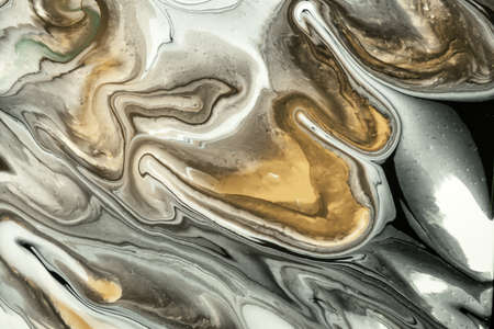 Abstract fluid art background beige and gray colors. Liquid marble. Acrylic painting on canvas with white lines and gradient. Alcohol ink backdrop with wavy pattern.の写真素材