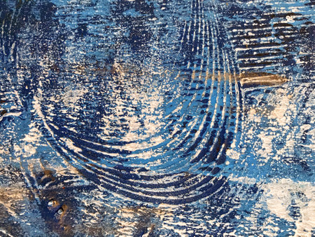 Abstract art background navy blue and white colors. Watercolor painting on canvas with sapphire...