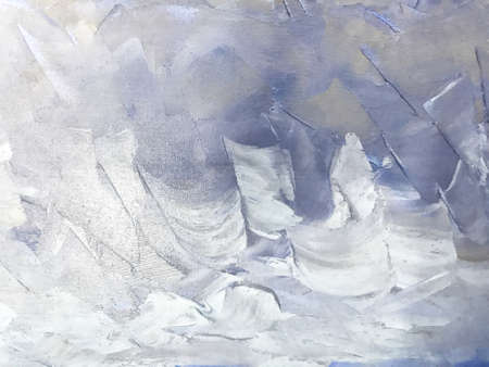 Abstract art background light blue and white colors. Watercolor painting on canvas with gray...