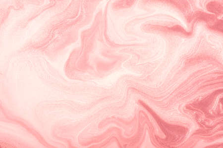 Abstract fluid art background light pink and white colors. liquid marble. Acrylic painting on canvas with rose shiny gradient. Alcohol ink backdrop with pearl lilac wavy pattern.の写真素材