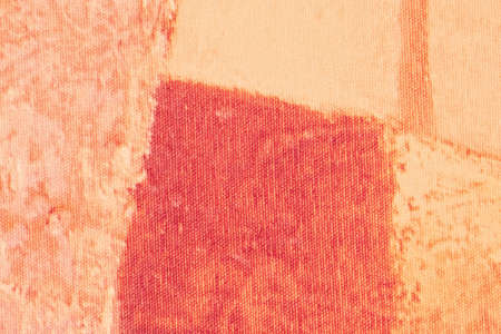 Abstract art background red and coral colors. Watercolor painting on canvas with beige gradient....