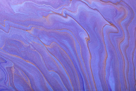 Abstract fluid art background light blue and violet colors. liquid marble. Acrylic painting on canvas with very peri gradient. Watercolor backdrop with wavy lavender pattern. Stone section.の写真素材