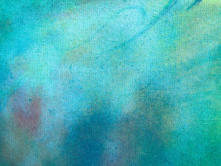 Abstract art background light blue and turquoise colors. Watercolor painting on canvas with azure gradient. Fragment of artwork on paper with wavy cerulean pattern. Texture old backdrop.の写真素材