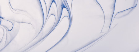 Abstract fluid art background blue and white colors. liquid marble. Acrylic painting on canvas with...