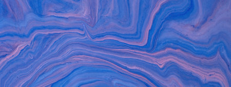 Abstract fluid art background navy blue and pink colors. liquid marble. Acrylic painting with sapphire gradient and splash. Watercolor backdrop with wavy pattern. Stone marble section.の写真素材