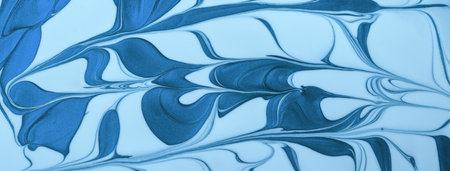 Abstract fluid art background navy blue and sky colors. liquid marble. Acrylic painting on canvas...