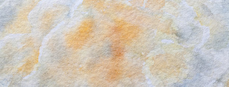 Abstract art background light cream and white colors. Watercolor painting on canvas with soft orange gradient. Fragment of pearl artwork on paper with pattern. Texture backdrop, macro.の写真素材