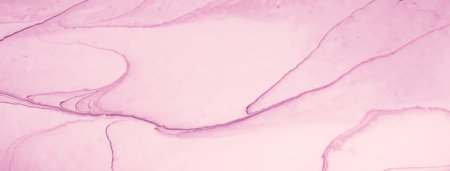 Abstract fluid art background light purple colors. Liquid marble. Acrylic painting on canvas with lilac gradient and splash. Pink ink backdrop with waves pattern.の写真素材