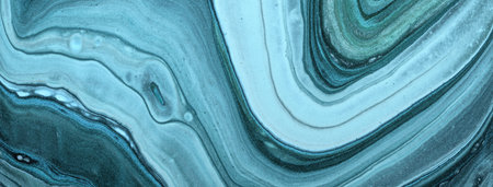 Abstract fluid art background light blue and cerulean colors. Liquid marble. Acrylic painting on...