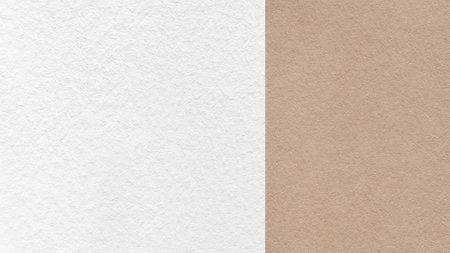 White paper texture two color background with light brown vertical split and copy space for template, banner, presentation.の写真素材