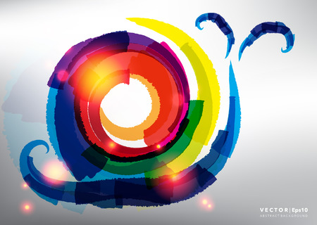 Abstract vector background. Snail. Watercolor brush strokes with realistic light and shadow on light background. Vector illustration. Eps10.のイラスト素材