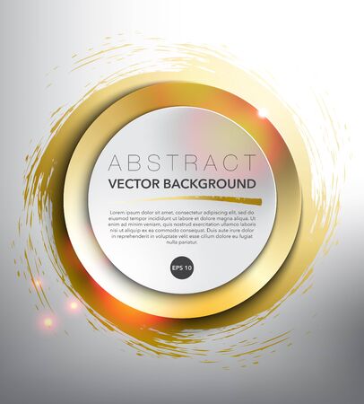 Abstract vector background. Round paper notes on the gold, hand-drawn design with realistic light and shadow on the white background. Vector illustration. Eps10.のイラスト素材