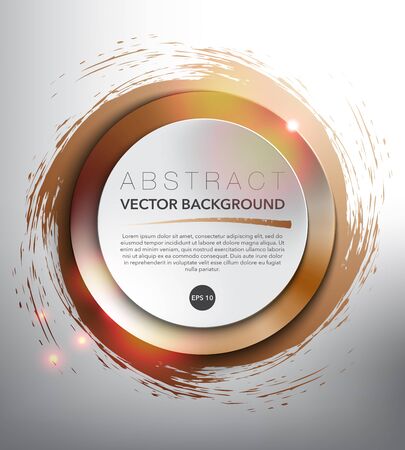Abstract vector background. Round paper notes on the bronze, hand-drawn design with realistic light and shadow on the white background. Vector illustration. Eps10.のイラスト素材
