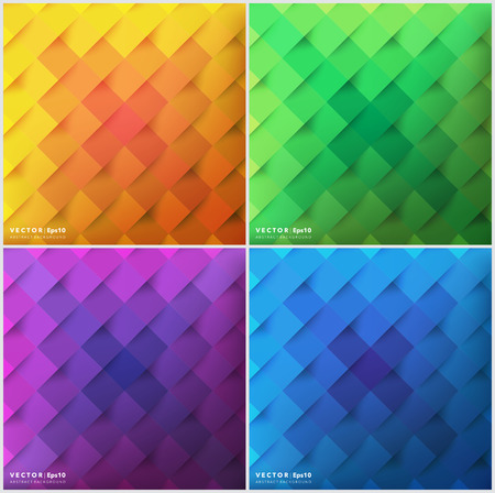 Abstract vector backgrounds set of 4. Colorful geometric backgrounds set of 4. Vector illustration.のイラスト素材