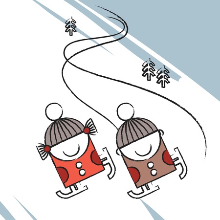 Ice skating kidsのイラスト素材