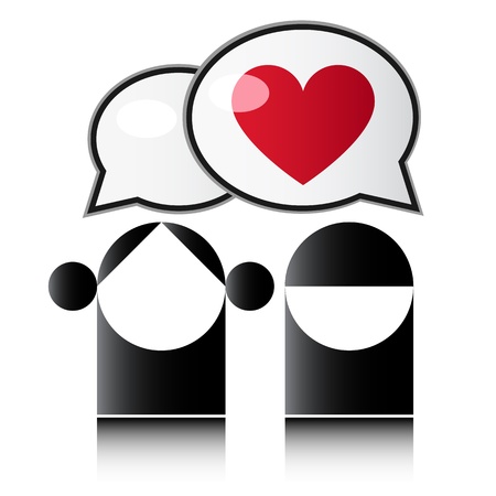 Two people with red heartのイラスト素材