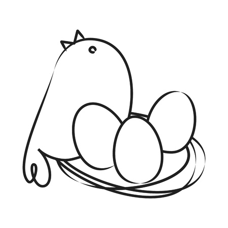 Chicken with eggのイラスト素材