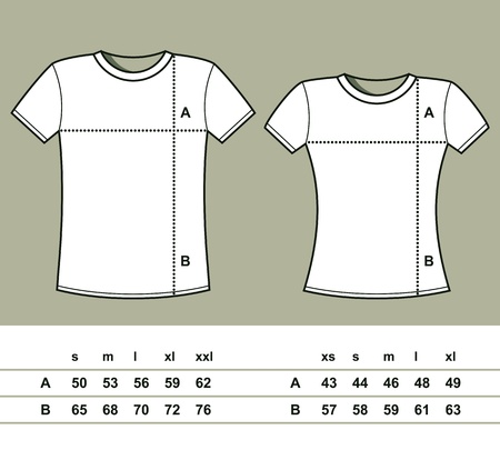T-Shirt Sizes  men and women  のイラスト素材