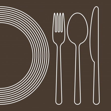 Plate, knife, spoon and forkのイラスト素材