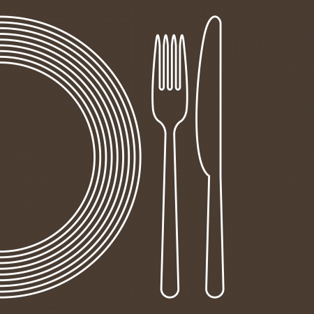 Plate, knife and fork のイラスト素材