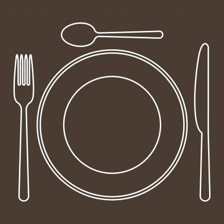 Place setting with plate, knife, spoon and fork のイラスト素材