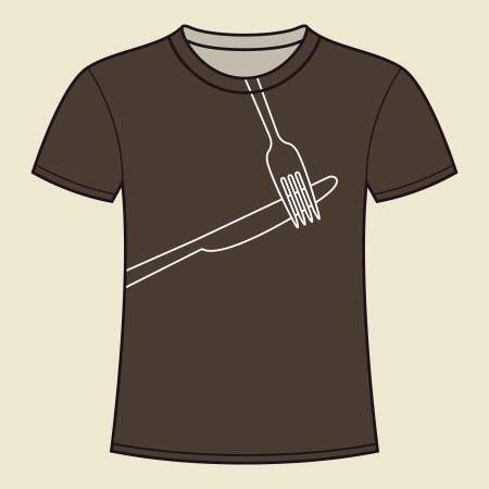 Print of knife and fork. T-shirt templateのイラスト素材