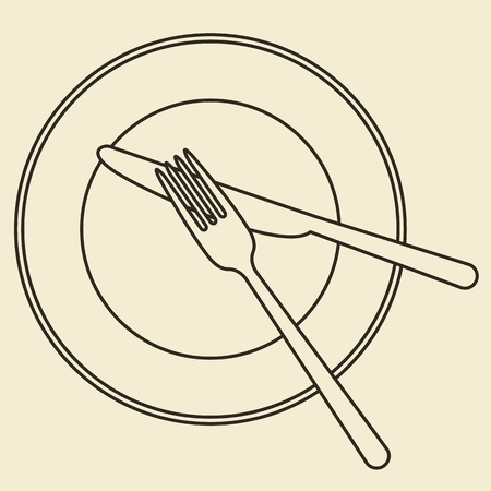 Plate, knife and forkのイラスト素材