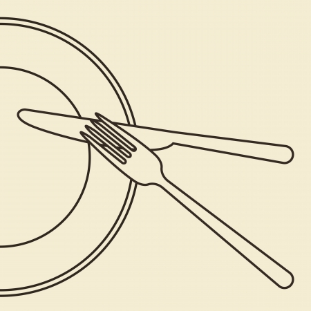 Plate, knife and forkのイラスト素材