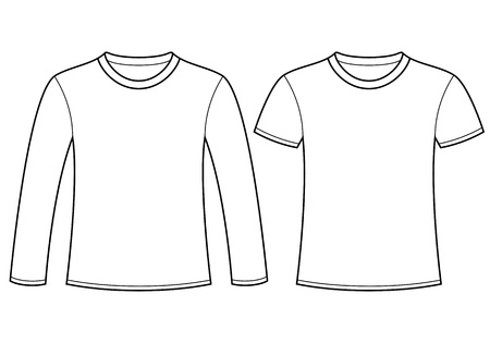 Long-sleeved T-shirt and T-shirt templateのイラスト素材