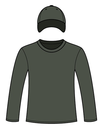Long-sleeved T-shirt and cap templateのイラスト素材