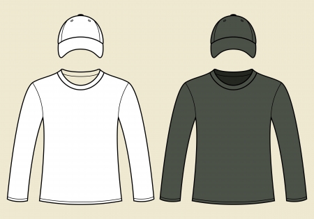 Long-sleeved T-shirt and cap templateのイラスト素材