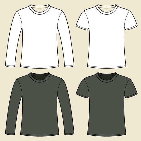Long-sleeved T-shirt and T-shirt templateのイラスト素材
