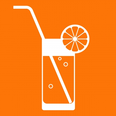 Orange juice glass with drinking straw のイラスト素材