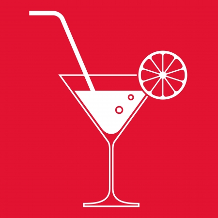 Cocktail glass with lemon and drinking strawのイラスト素材