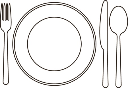 Plate, knife, spoon and fork のイラスト素材