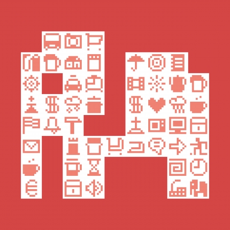 Pixel elephant. Vector illustrationのイラスト素材