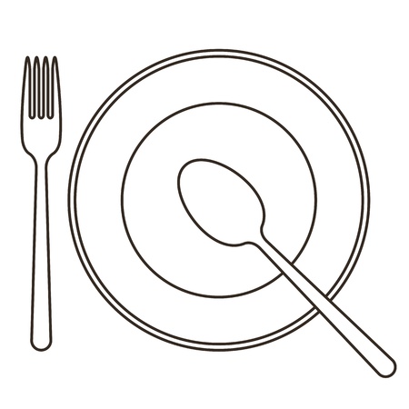 Place setting with plate, spoon and forkのイラスト素材