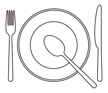 Place setting with plate, knife, spoon and forkのイラスト素材